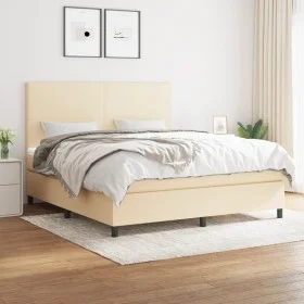 Box spring bed with cream-colored fabric mattress 180x200 cm by , Beds and slatted bases - Ref: Foro24-3141638, Price: 629,82...
