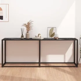 Tempered glass and black marble console table 200x35x75.5 cm by , Side tables - Ref: Foro24-331689, Price: 102,00 €, Discount: %