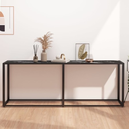 Schwarzer Marmor-Glastischkonsole 200x35x75,5 cm von , Seitentische - Ref: Foro24-331689, Preis: 103,93 €, Rabatt: %