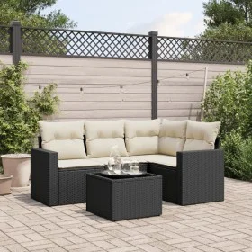 5-piece garden furniture set with black synthetic rattan cushions by , Modular outdoor sofas - Ref: Foro24-3251253, Price: 32...