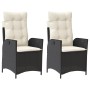Sillones reclinable jardín cojines 2 uds ratán sintético negro