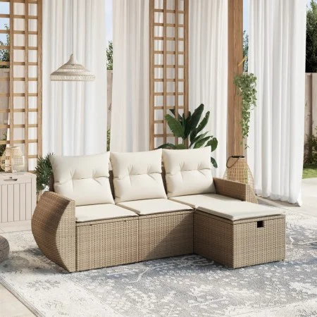 Garden sofa set with 4-piece synthetic rattan beige cushions by , Garden sets - Ref: Foro24-3264064, Price: 342,49 €, Discoun...