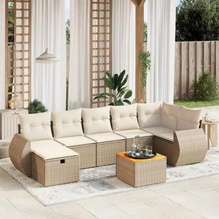 Juego de sofás de jardín con cojines beige 8 pzas ratán PE de , Conjuntos de jardín - Ref: Foro24-3265069, Precio: 577,11 €, ...