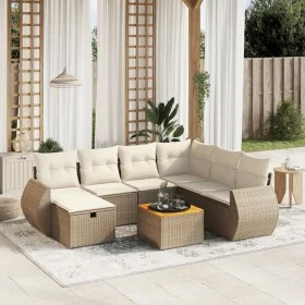 Garden sofa set with beige cushions, 8 pieces, PE rattan. by , Garden sets - Ref: Foro24-3265076, Price: 579,65 €, Discount: %