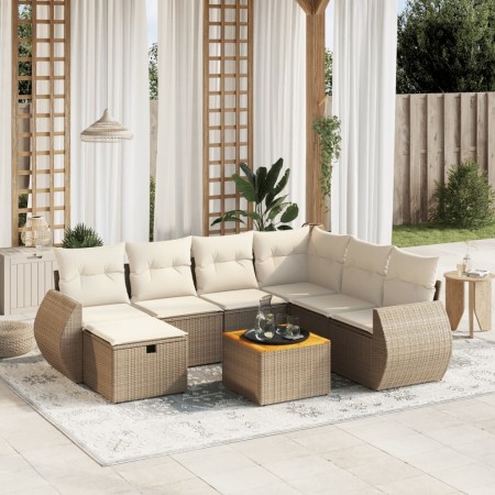 Gartensofagarnitur mit beigen Kissen, 8-teilig, aus PE-Rattan. von , Gartensets - Ref: Foro24-3265076, Preis: 534,54 €, Rabat...