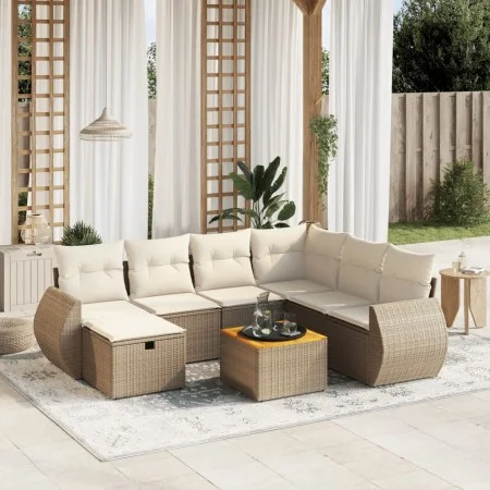 Gartensofagarnitur mit beigen Kissen, 8-teilig, aus PE-Rattan. von , Gartensets - Ref: Foro24-3265076, Preis: 577,11 €, Rabat...