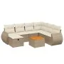Garden sofa set with beige cushions, 8 pieces, PE rattan. by , Garden sets - Ref: Foro24-3265076, Price: 577,11 €, Discount: %