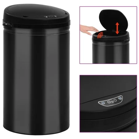 Trash can with automatic sensor 40L black carbon steel by vidaXL, Garbage cans and trash cans - Ref: Foro24-322699, Price: 91...