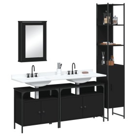 4-piece black plywood bathroom furniture set by , Bathroom furniture - Ref: Foro24-3214805, Price: 247,15 €, Discount: %