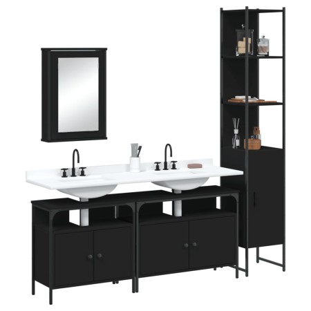 4-teiliges Badezimmermöbelset aus schwarzer Sperrholz. von , Badezimmermöbel - Ref: Foro24-3214805, Preis: 247,15 €, Rabatt: %