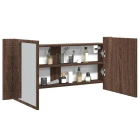 Bathroom cabinet with mirror and LED light, brown oak, 100x12x45 cm by , bathroom vanities - Ref: Foro24-834961, Price: 75,12...