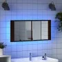 Badezimmerschrank mit Spiegel und LED-Beleuchtung in Eichenbraun 100x12x45 cm. von , Badezimmerwaschtische - Ref: Foro24-8349...