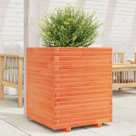 Outdoor planter made of solid pine wood, brown wax finish, 60x60x72 cm. by , Pots and planters - Ref: Foro24-3282616, Price: ...