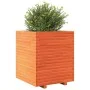 Outdoor planter made of solid pine wood, brown wax finish, 60x60x72 cm. by , Pots and planters - Ref: Foro24-3282616, Price: ...