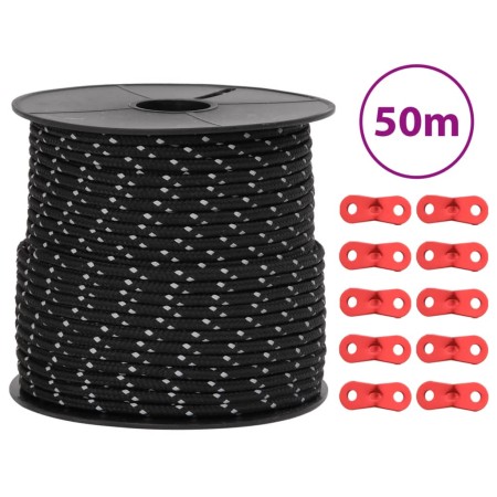 Wind rope with reflective strips and tensioners 50 m 4 mm by , Tent Accessories - Ref: Foro24-4008125, Price: 12,00 €, Discou...