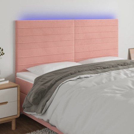 Cabecero con luces LED terciopelo rosa 200x5x118/128 cm en Cabeceros y pies de cama | Comprar online en Foro24