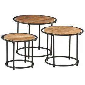 Stackable tables, set of 3, made of solid rough mango wood. by , Side tables - Ref: Foro24-358930, Price: 82,46 €, Discount: %
