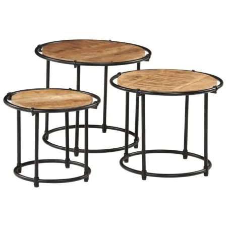 Stackable tables, set of 3, made of solid rough mango wood. by , Side tables - Ref: Foro24-358930, Price: 82,46 €, Discount: %