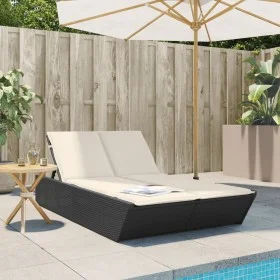 Doppel-Liegestuhl mit schwarzen Kunststoff-Rattan-Kissen. von , Liegen - Ref: Foro24-368179, Preis: 289,77 €, Rabatt: %