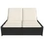 Double sun lounger with black synthetic rattan cushions by , Loungers - Ref: Foro24-368179, Price: 289,77 €, Discount: %