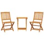 Set de comedor de jardín plegable 3 pzas madera maciza acacia