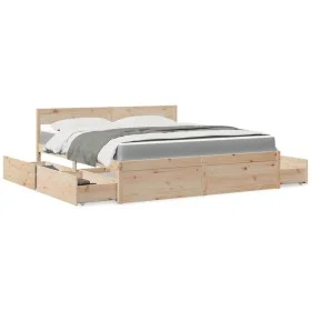Bed with drawers and solid pine wood mattress 180x200 cm by , Beds and slatted bases - Ref: Foro24-3281889, Price: 546,99 €, ...