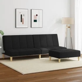 Zweiplätziges Schlafsofa mit Hocker, schwarzer Stoff. von , Sofas - Ref: Foro24-3258140, Preis: 293,64 €, Rabatt: %