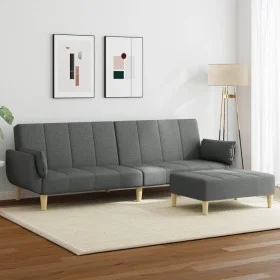 Zweiplätziges Schlafsofa mit Hocker, dunkelgrauer Stoff. von , Sofas - Ref: Foro24-3258142, Preis: 347,04 €, Rabatt: %