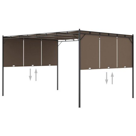 Cenador de jardín con cortina lateral gris taupe 4x3x2,25 m en Carpas y cenadores | Comprar online en Foro24
