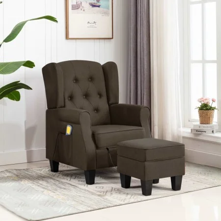 Sillón de masaje con reposapiés tela marrón de vidaXL, Sillones de masaje eléctricos - Ref: Foro24-320165, Precio: 251,50 €, ...