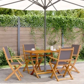 Folding garden chairs 4 pcs solid wood and anthracite fabric by , Garden chairs - Ref: Foro24-3214577, Price: 216,42 €, Disco...