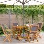 Folding garden chairs 4 pcs solid wood and anthracite fabric by , Garden chairs - Ref: Foro24-3214577, Price: 219,63 €, Disco...