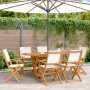 Faltbare Gartenstühle, 6 Stück, Massivholz und cremefarbener Stoff von , Gartenstühle - Ref: Foro24-3214575, Preis: 328,22 €,...