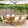 Folding garden chairs 6 units solid wood and cream fabric by , Garden chairs - Ref: Foro24-3214575, Price: 322,36 €, Discount: %