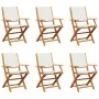 Folding garden chairs 6 units solid wood and cream fabric by , Garden chairs - Ref: Foro24-3214575, Price: 322,36 €, Discount: %