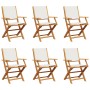 Sillas jardín plegables 6 uds tela madera maciza y tela crema de , Sillas de jardín - Ref: Foro24-3214575, Precio: 328,04 €