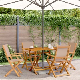 Folding garden chairs 4 pcs solid wood and taupe fabric by , Garden chairs - Ref: Foro24-3214580, Price: 267,31 €, Discount: %