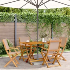 Folding garden chairs 4 pcs solid wood and taupe fabric by , Garden chairs - Ref: Foro24-3214580, Price: 254,62 €, Discount: %