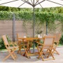 Folding garden chairs 4 pcs solid wood and taupe fabric by , Garden chairs - Ref: Foro24-3214580, Price: 267,31 €, Discount: %