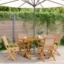 Folding garden chairs 4 pcs solid wood and taupe fabric by , Garden chairs - Ref: Foro24-3214580, Price: 254,62 €, Discount: %