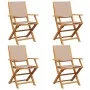 Folding garden chairs 4 pcs solid wood and taupe fabric by , Garden chairs - Ref: Foro24-3214580, Price: 254,62 €, Discount: %