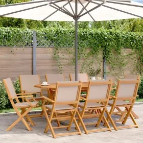 Faltbare Gartenstühle, 8 Stück, Massivholz und taupefarbener Stoff von , Gartenstühle - Ref: Foro24-3214582, Preis: 504,78 €,...