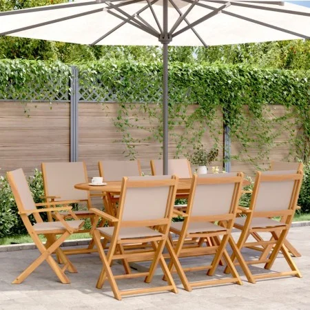 Faltbare Gartenstühle, 8 Stück, Massivholz und taupefarbener Stoff von , Gartenstühle - Ref: Foro24-3214582, Preis: 504,78 €,...