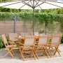 Faltbare Gartenstühle, 8 Stück, Massivholz und taupefarbener Stoff von , Gartenstühle - Ref: Foro24-3214582, Preis: 504,78 €,...