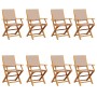 Sillas de jardín plegables 8 uds madera maciza y tela taupe de , Sillas de jardín - Ref: Foro24-3214582, Precio: 530,43 €