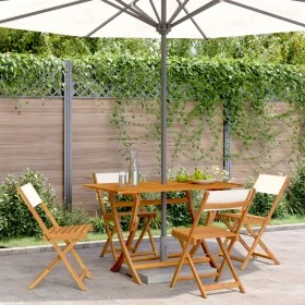 Faltbare Gartenstühle, 4 Stück, Massivholz und cremefarbener Stoff. von , Gartenstühle - Ref: Foro24-3214610, Preis: 174,46 €...