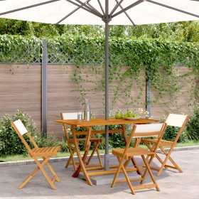 Faltbare Gartenstühle, 4 Stück, Massivholz und cremefarbener Stoff. von , Gartenstühle - Ref: Foro24-3214610, Preis: 147,64 €...