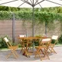 Folding garden chairs 4 units solid wood and cream fabric by , Garden chairs - Ref: Foro24-3214610, Price: 174,46 €, Discount: %