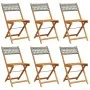 Faltbare Gartenstühle, 6 Stück, Massivholz und graues PE-Rattan von , Gartenstühle - Ref: Foro24-3214596, Preis: 244,12 €, Ra...