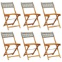 Faltbare Gartenstühle, 6 Stück, Massivholz und graues PE-Rattan von , Gartenstühle - Ref: Foro24-3214596, Preis: 229,68 €, Ra...